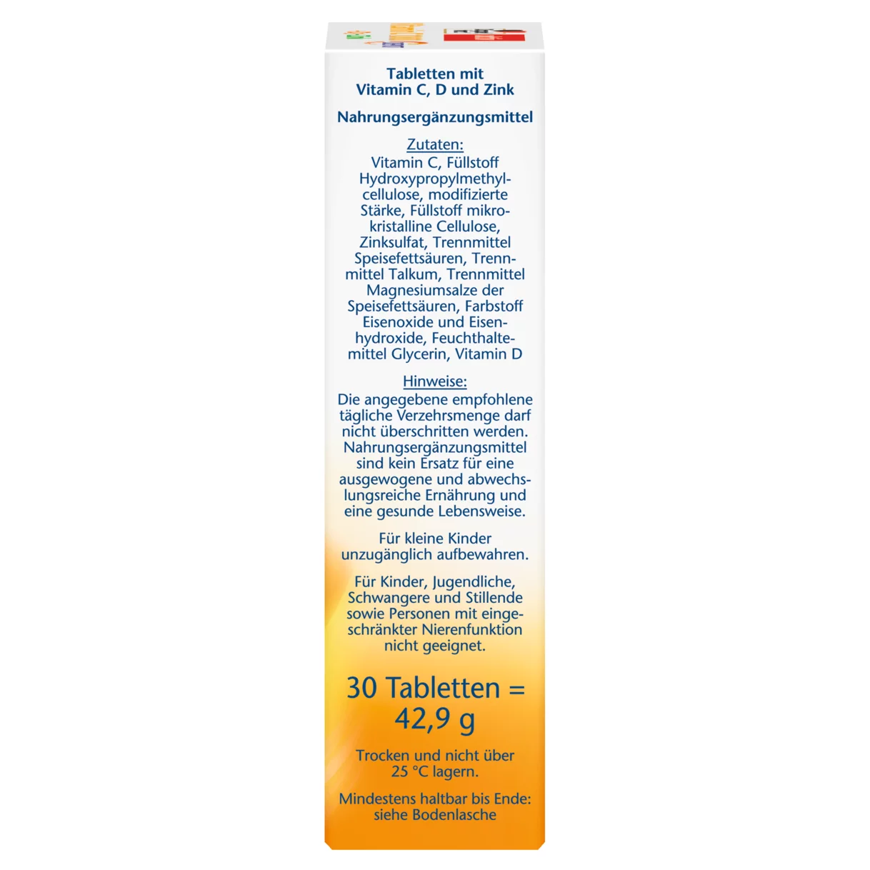 Abbildung der Produktverpackung Doppelherz aktiv Vitamin C 1000 Seitenansicht rechts